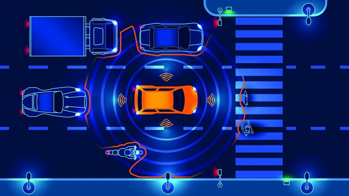 Illustration of self-driving cars
