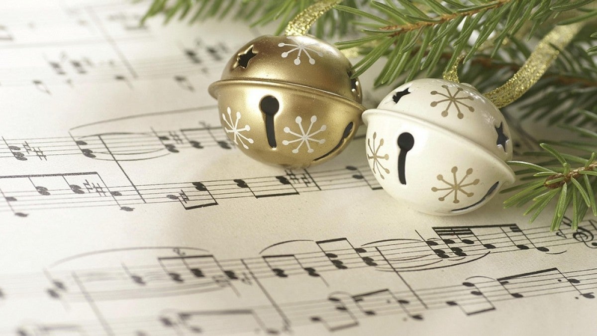Christmas bells on sheet music