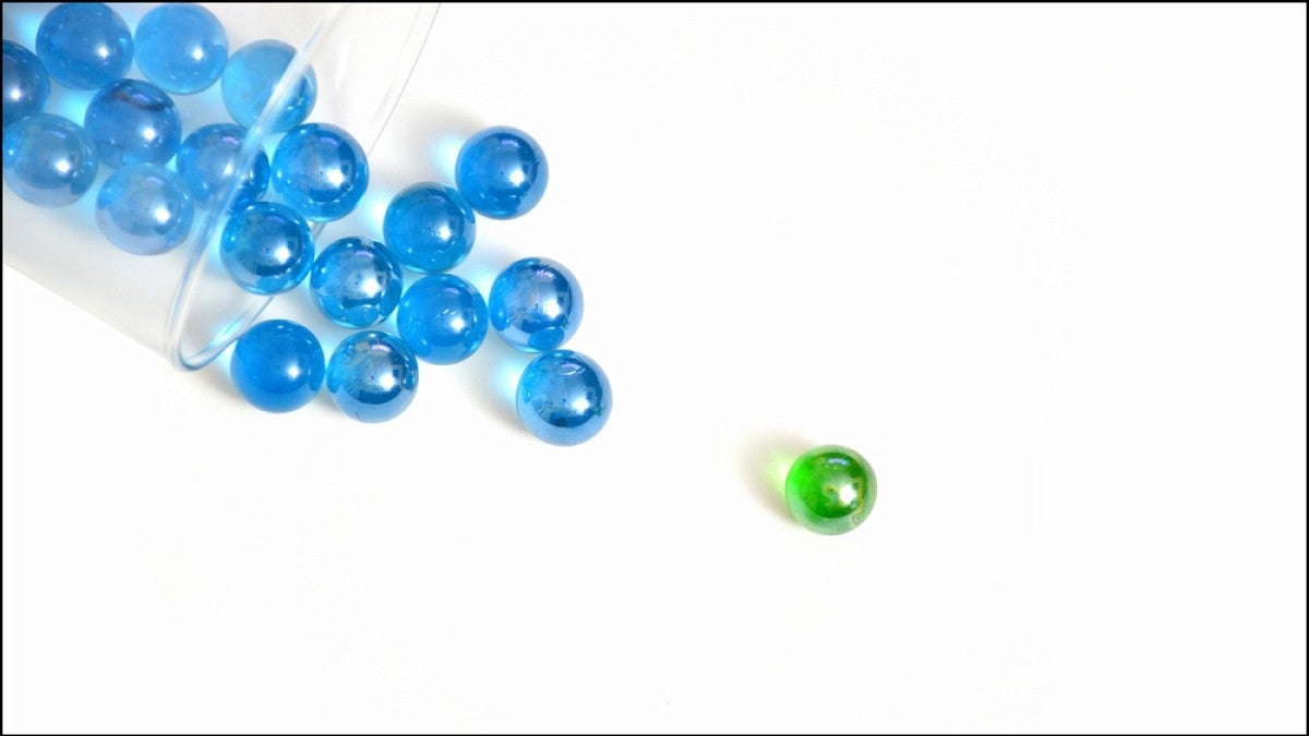 Illustration of marbles representing molecules