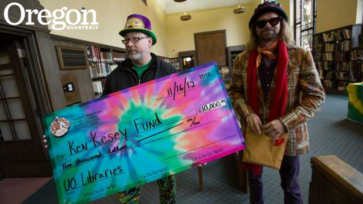 Voodoo Doughnut owners Cat Daddy Pogson (left) and Tres Shannon offer their support for the UO's acquisition of Ken Kesey's archives. Photograph by Michael McDermott
