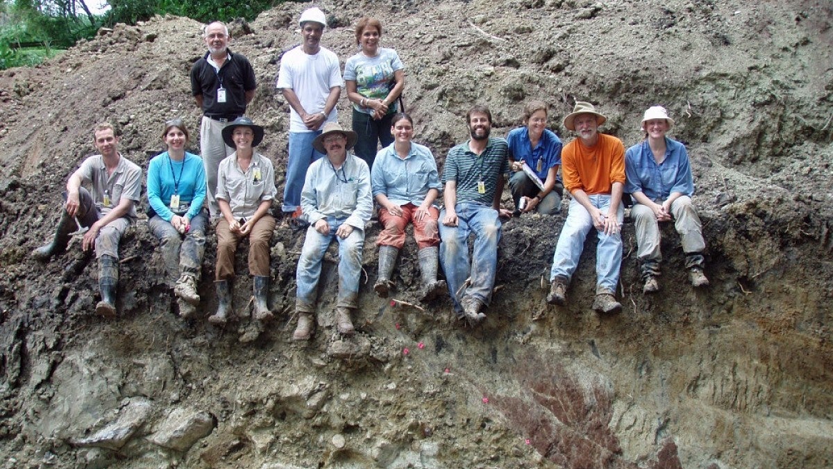 Elise Weldon with other geologists on Panama's Pedro Miguel fault