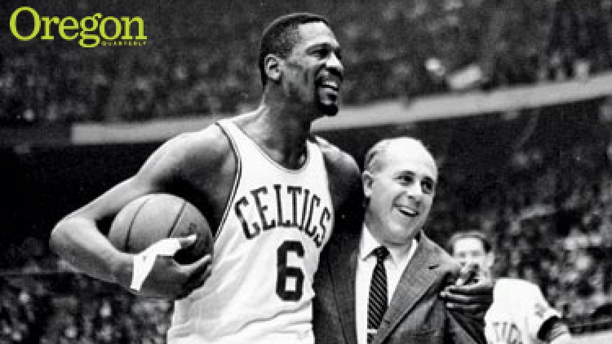 Bill Russell and "Red" Auerbach. Photograph courtesy Associated Press