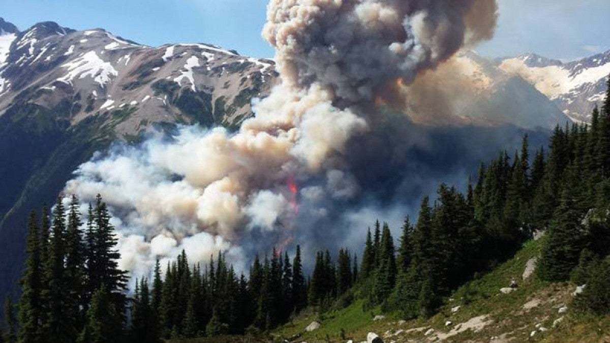 A forest fire in western Canada