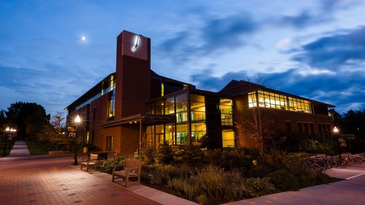 The College of Education's HEDCO Building at night