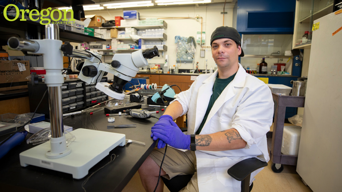 Acosta-King was told he wouldn’t amount to much. Now he’s studying neural systems in mice and earning a doctorate in psychology. Photo by Chris Larsen, University Communications