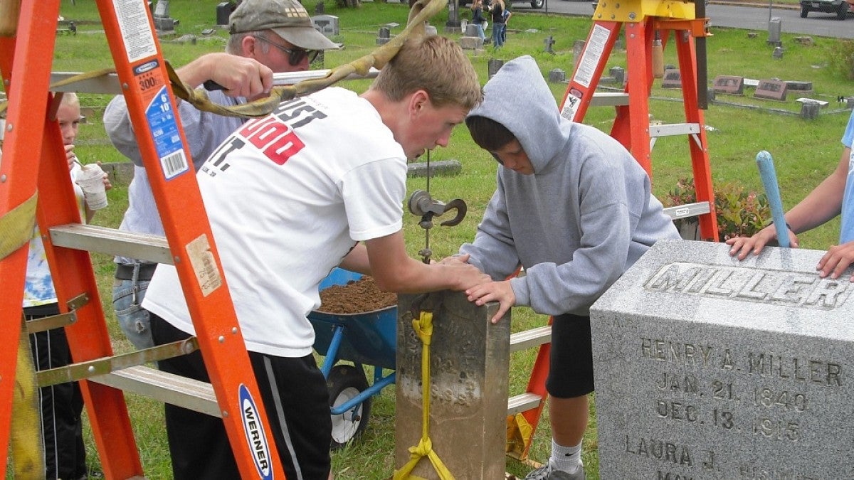 Fixing a headstone