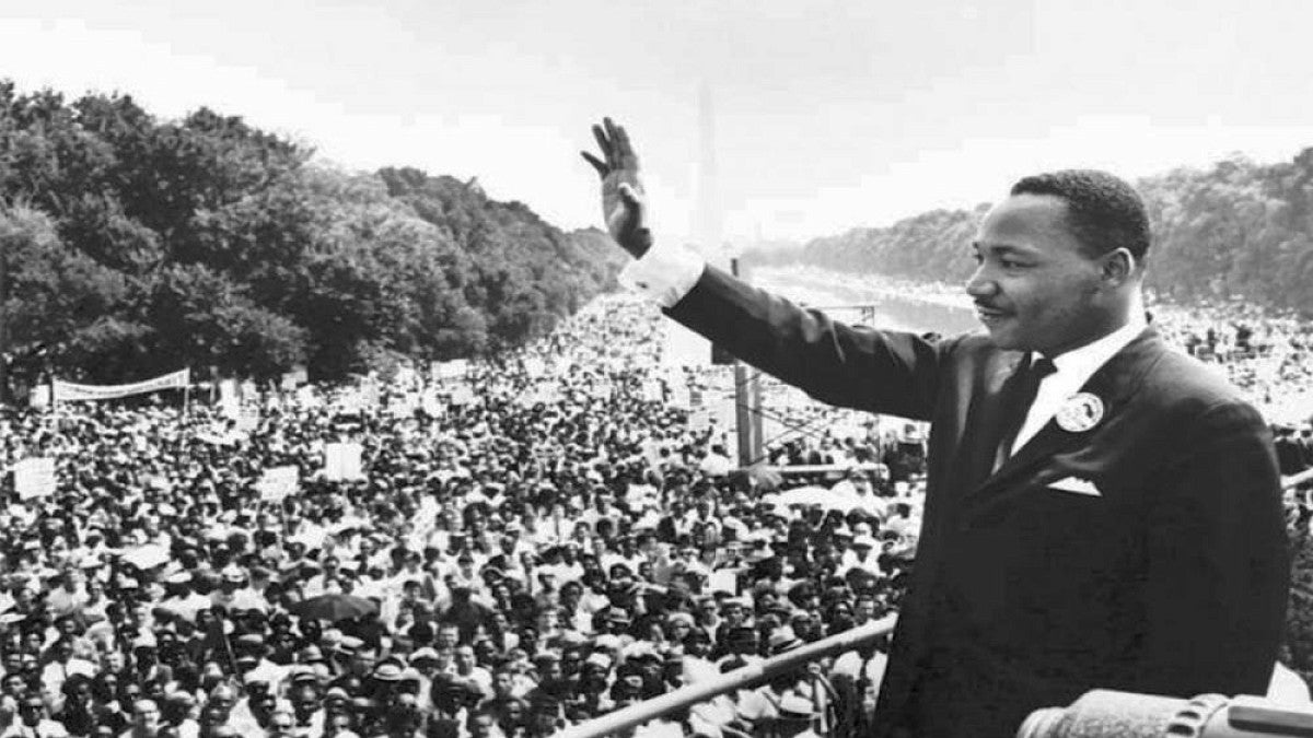 Martin Luther King Jr. at a large rally