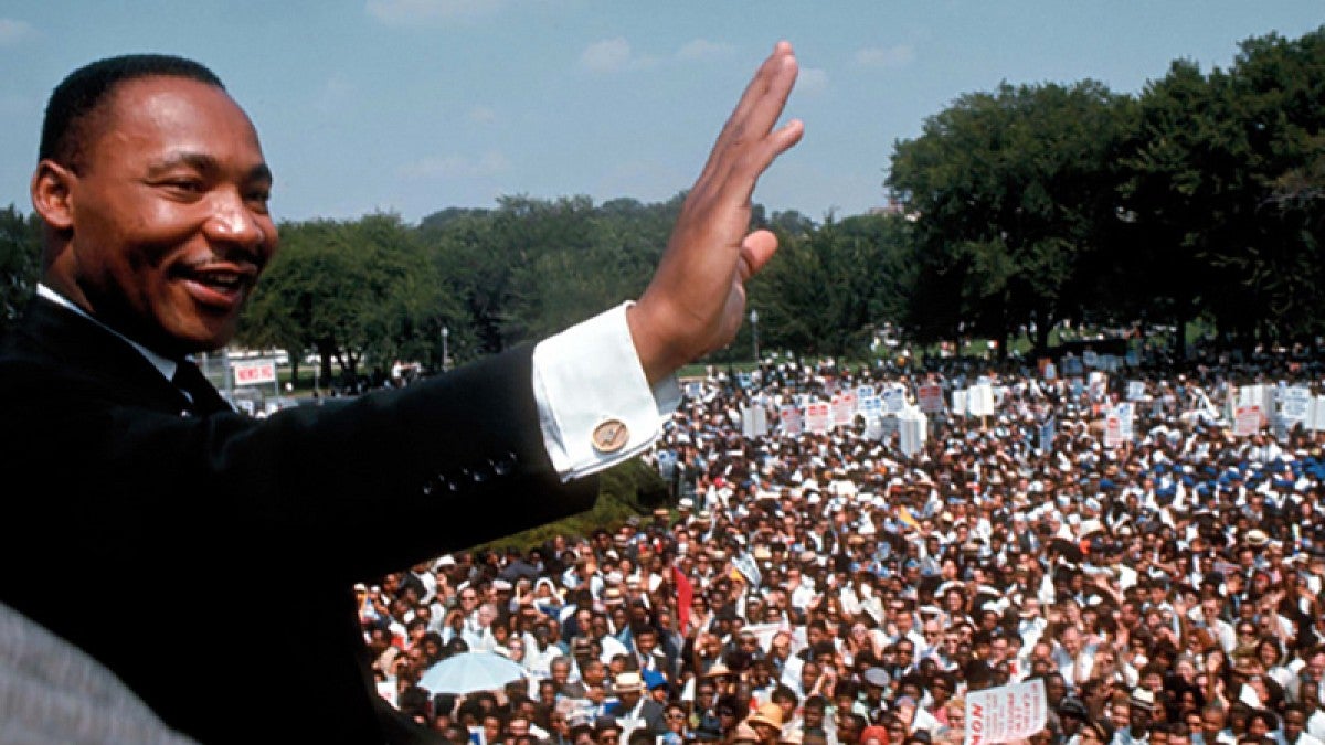 Martin Luther King Jr. addressing a rally