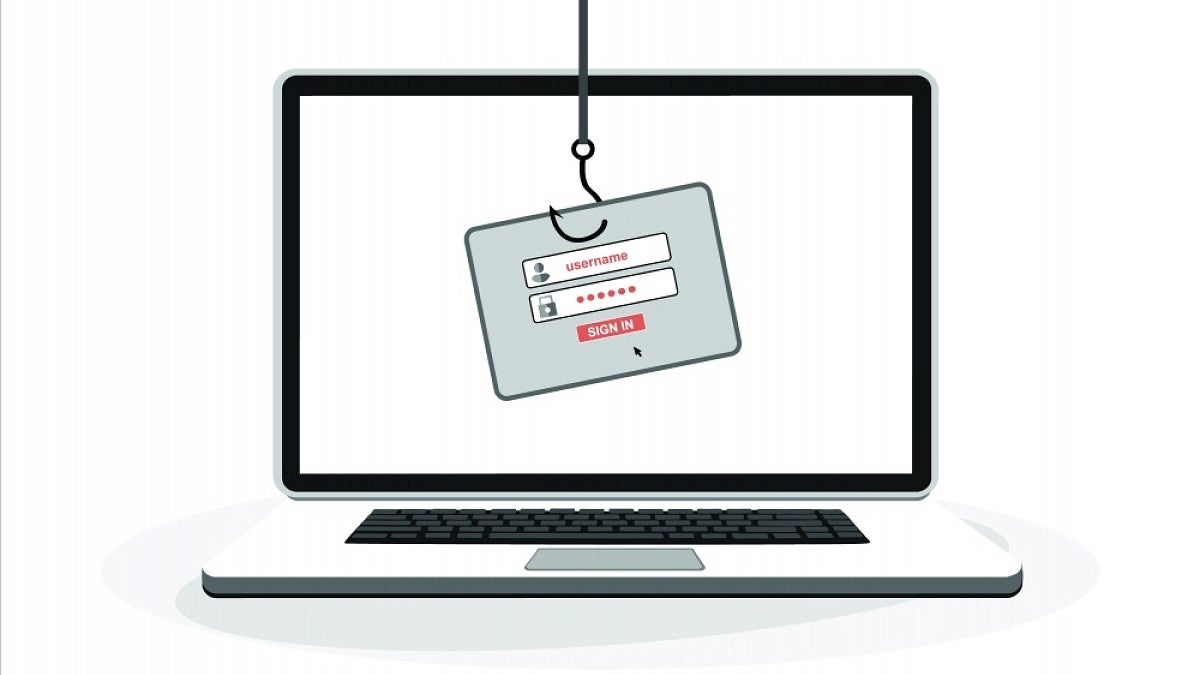 Phishing illustration with laptop