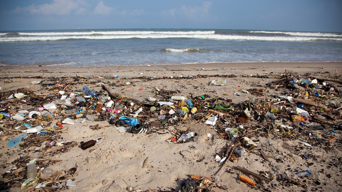Plastics on beach
