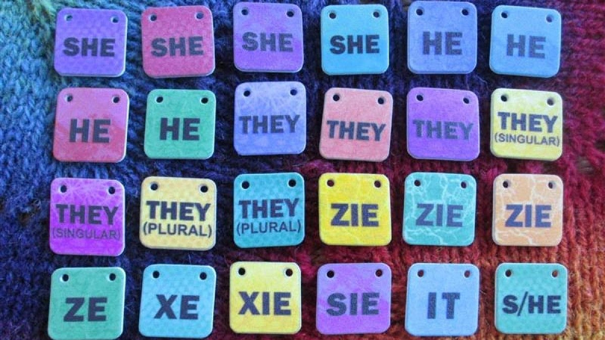 Tiles with different pronouns