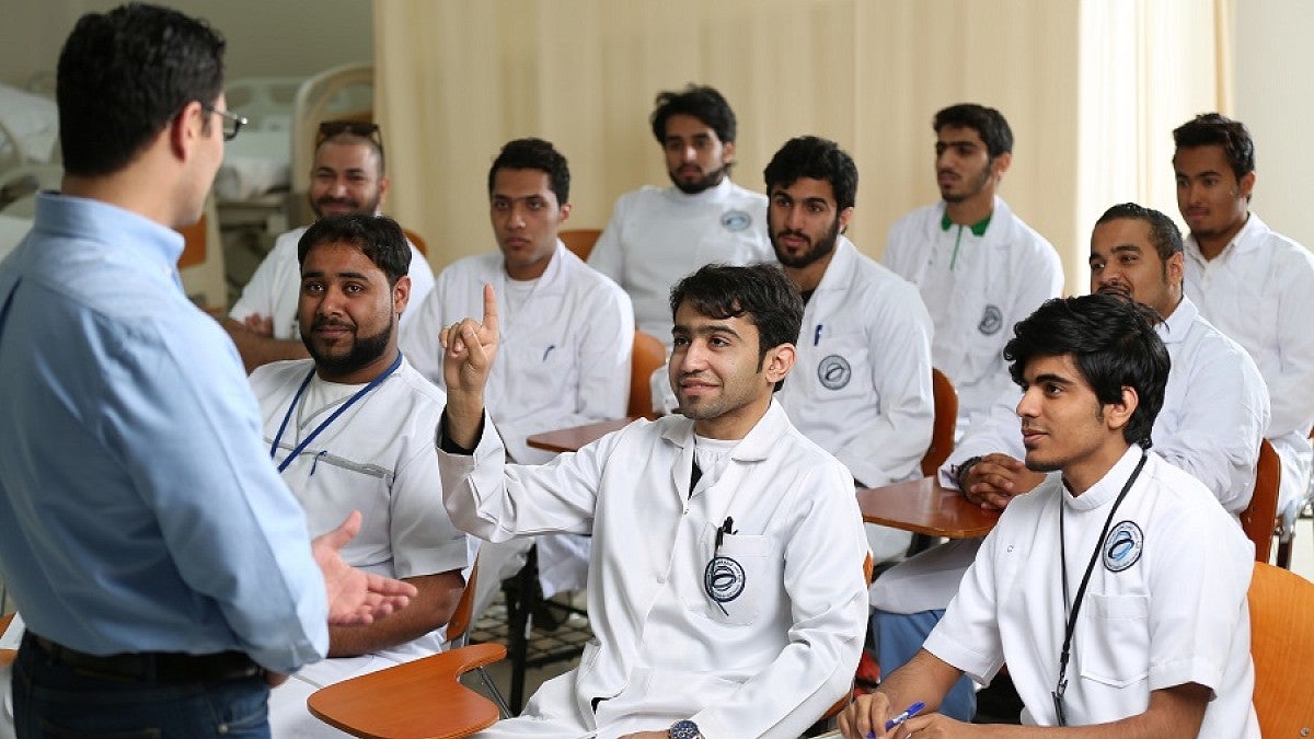 A lecture class at the Mohammed Almana College for Health Sciences in Saudi Arabia
