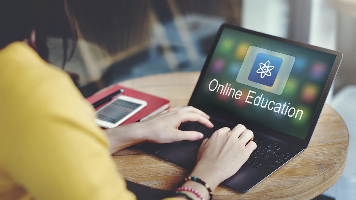Laptop open to online education