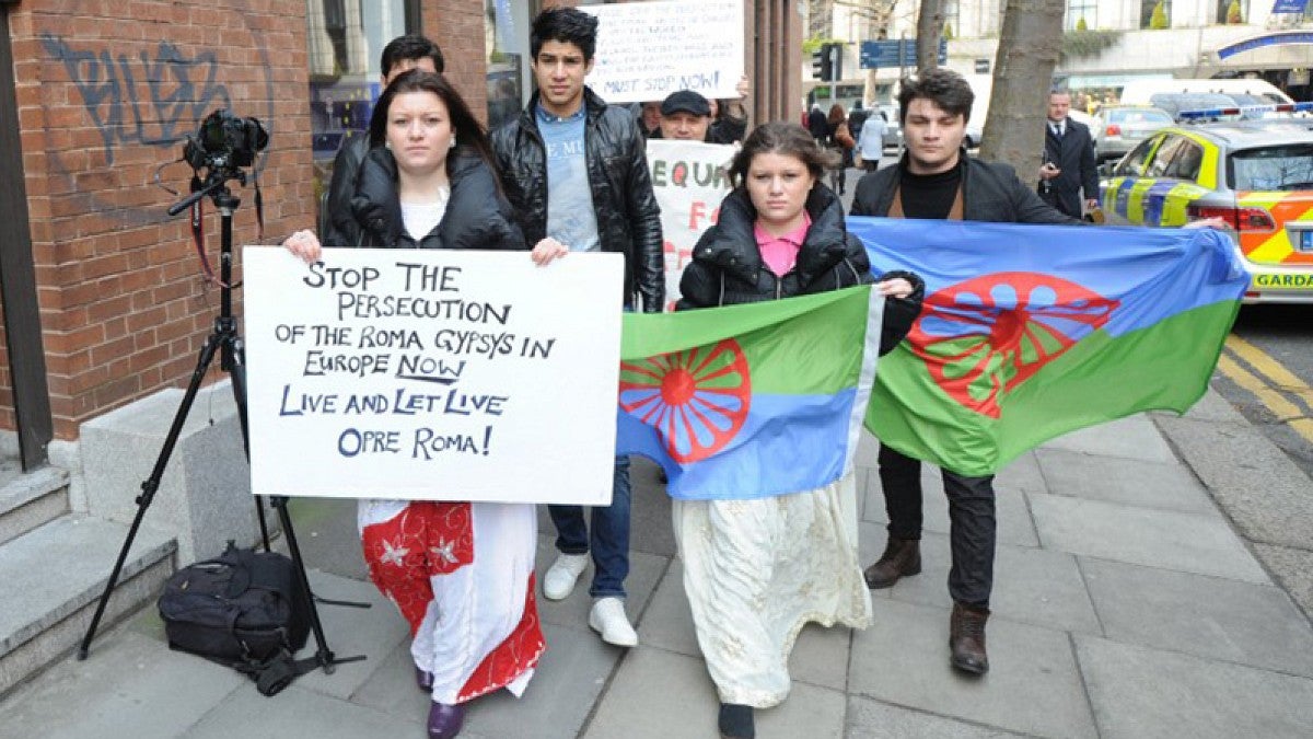 Roma refugees campaign for equality in Ireland, 2014.
