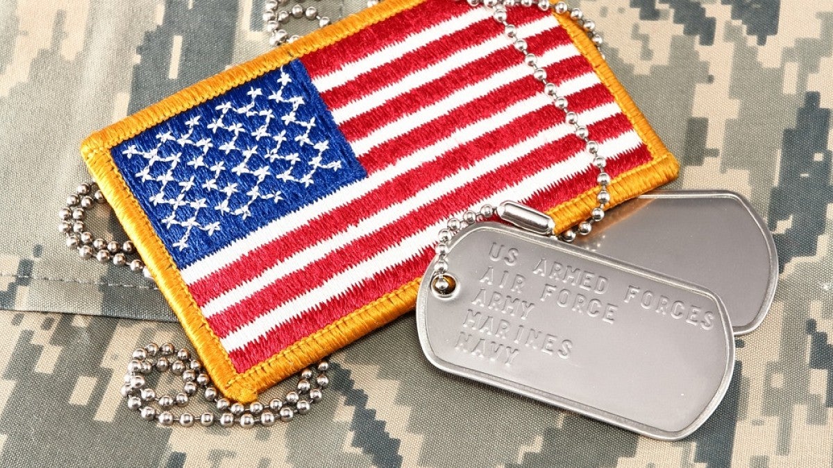 Flag patch and dog tags