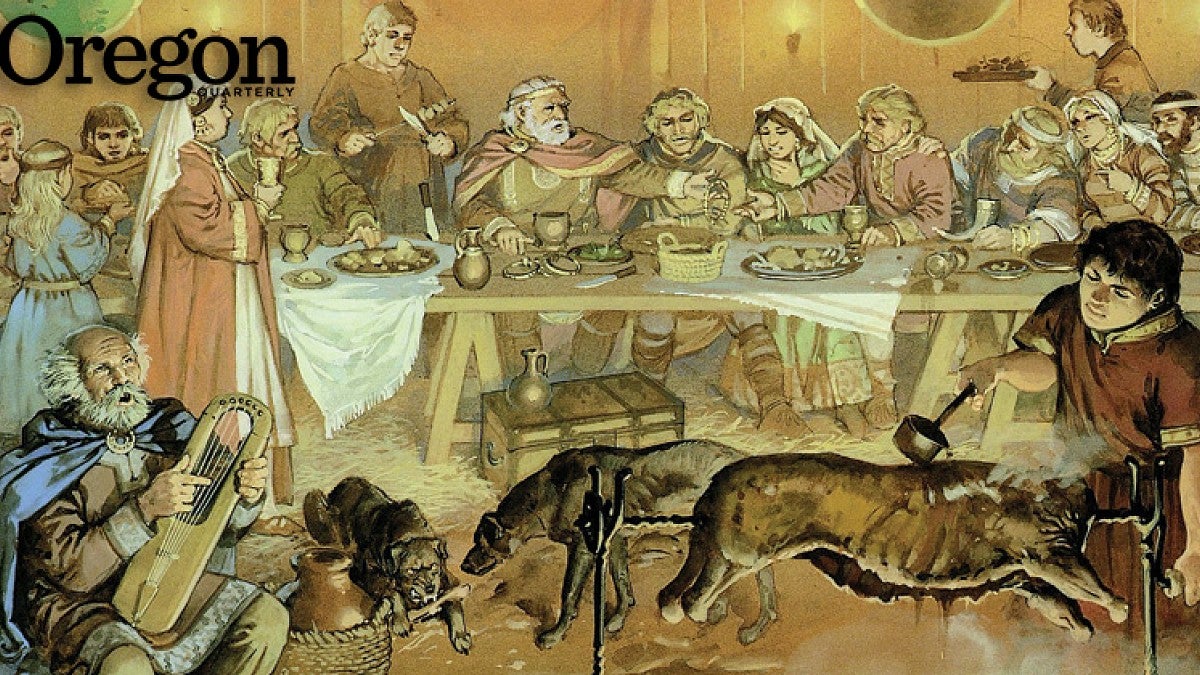 Painting of a Viking feast