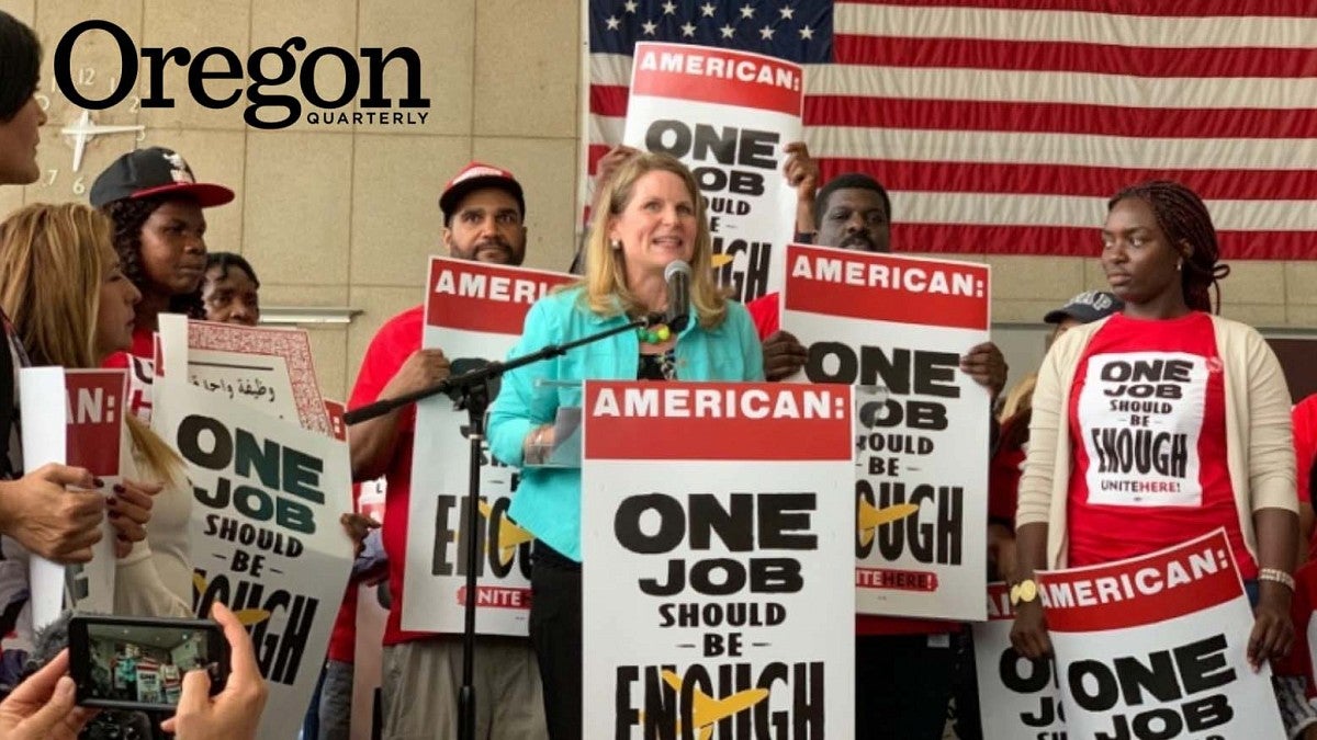 Liz Shuler, AFL-CIO president, speaks to union supporters (credit: AFL-CIO)