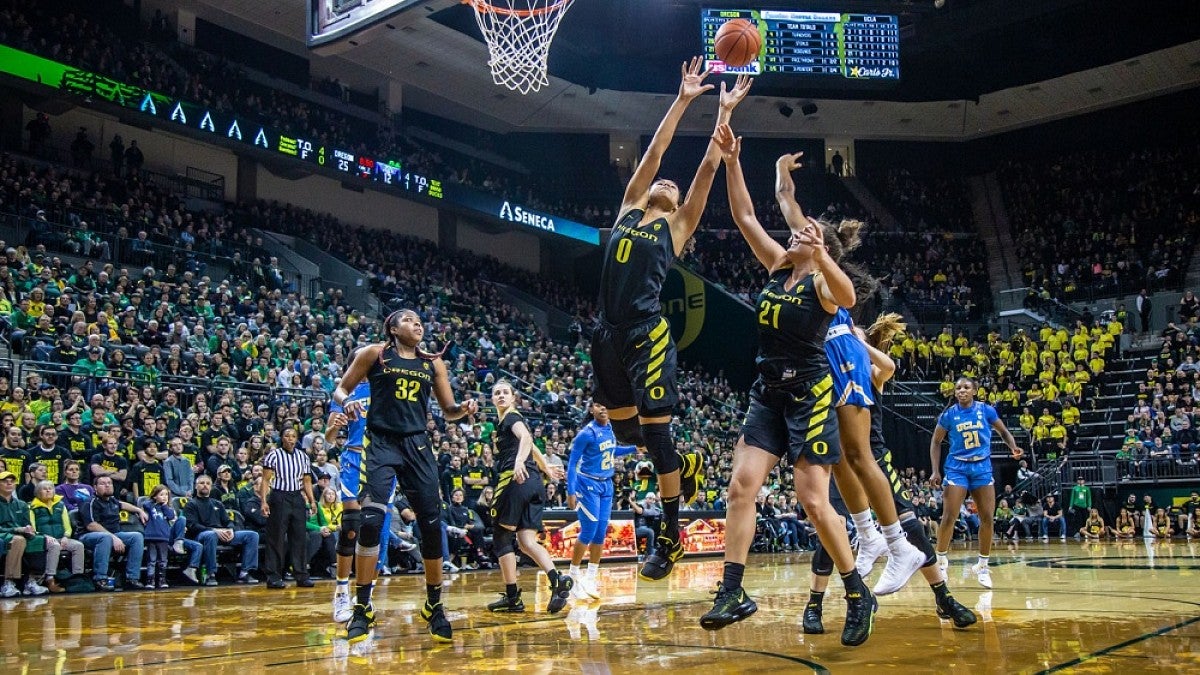 A women's basketball game from 2019