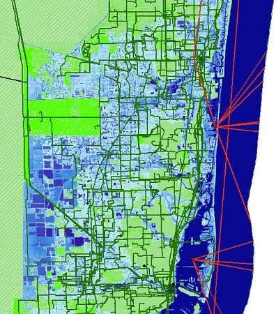 Illustration shows projected flooding of internet infrastructure in Miami