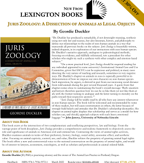 Juris Zoology: A Dissection Of Animals As Legal Objects