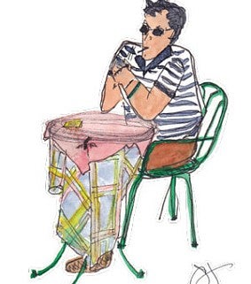 Jane Harrison, Marco, Taxi Driver of Todi. August 2006, pen and ink, watercolor.