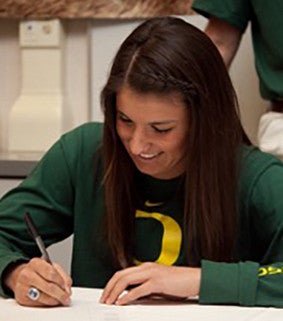 Jenna Prandini signing her National Letter of Intent to attend Oregon