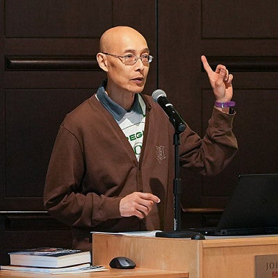 Ron Chew speaking at the UO's May 11-12, 2022 event