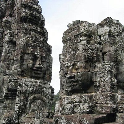 The face towers at the Bayon Temple