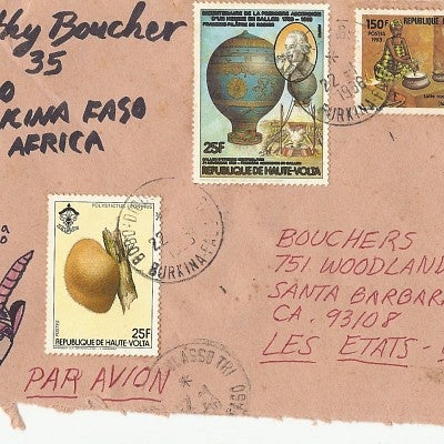 Letter home from Catherine Boucher '84, who served in Burkina Faso in the mid-1980s. Photograph courtesy Catherine Boucher 