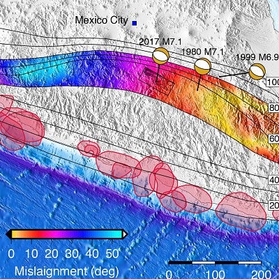 Image shows earthquake risks in a new inland Mexico fault line