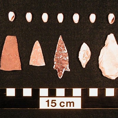 Artifacts found by UO archaeologists on San Miquel Island