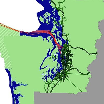 Image shows projected flooding of internet infrastructure in Seattle in 15 years