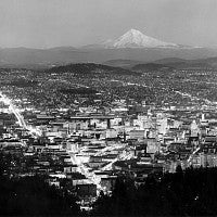 Portland and Mt. Hood in Twilight by Ray Atkeson
