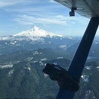 Mt. Hood seen from a small airplane