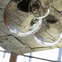 Bubbles are hand-blown glass