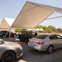 Cars under the tents